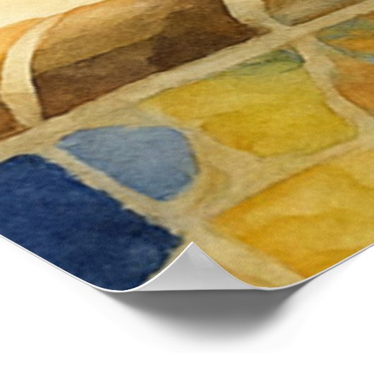 Park Güell in Barcelona, Spain ポスター (角)