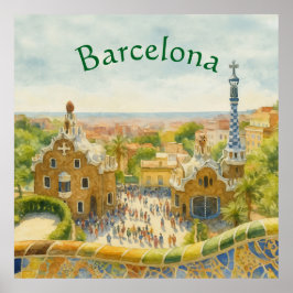 Park Güell in Barcelona, Spain ポスター