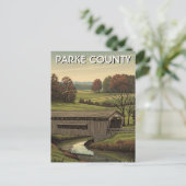 Parked County Indiana Covered Bridge ポストカード (スタンド正面)