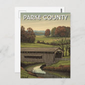 Parked County Indiana Covered Bridge ポストカード (正面/裏面)