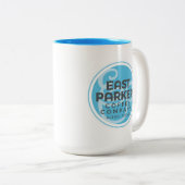 Parkerの東の円形のロゴ15のoz。 コーヒー・マグのコップ ツートーンマグカップ (正面右)