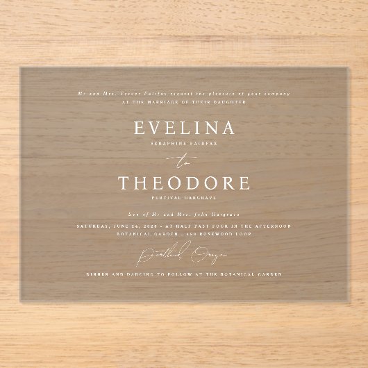 Parker Formal Landscape Wedding Invitation アクリル招待状 (正面)