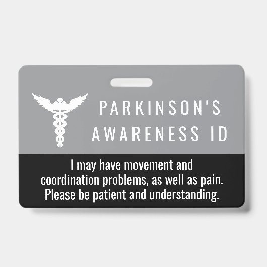 Parkinsons Awareness ID patience pvc badge バッジ (正面)