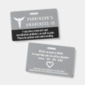 Parkinsons Awareness ID patience pvc badge バッジ (正面＆裏面)