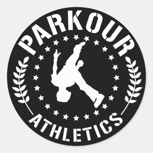 Parkourの運動競技のステッカー ラウンドシール (正面)