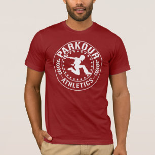 Parkourの運動競技の文字白い2 Tシャツ