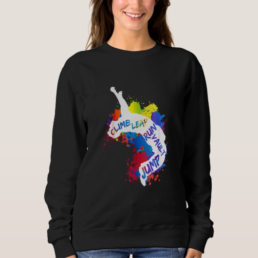 Parkour City Ninja Free Running Jump Leap Vault At スウェットシャツ (正面)