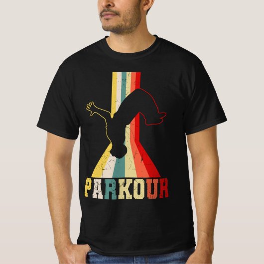 Parkour Freerunner Traceur Retro Freerunning Men B Tシャツ (正面)