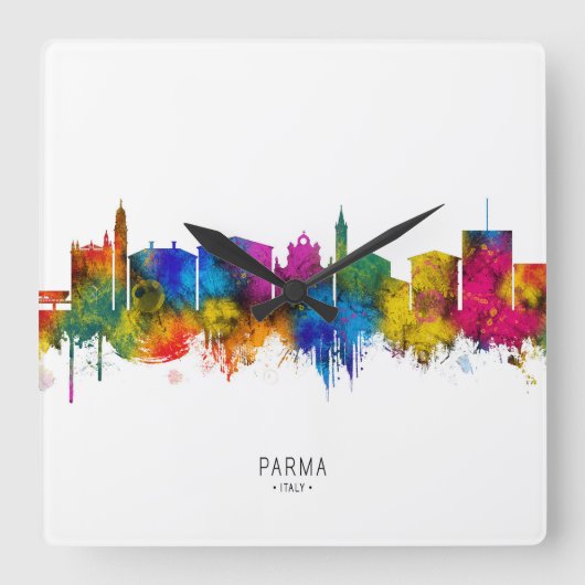       Parma Italy Skyline スクエア壁時計 (正面)