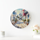 Paros Greece Islands Travel Watercolor  ラージ壁時計 (ホーム)