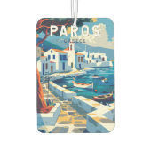 Paros Greece Travel Art Vintage カーエアーフレッシュナー (裏面)