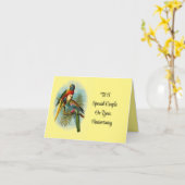 Parrotカップル記念日グリーティングカード カード (黄色い花)