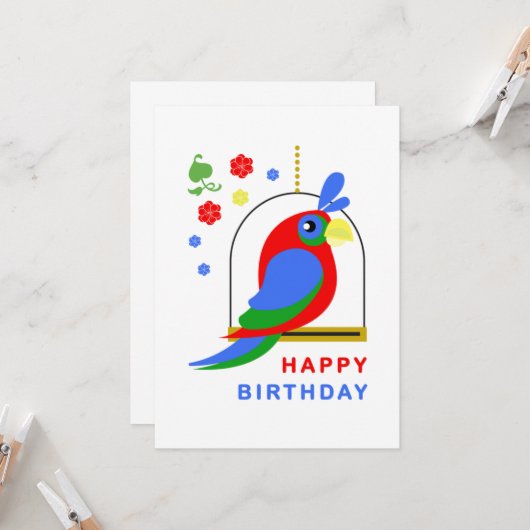 Parrot and Flowers カード (正面/裏面インサイチュ)