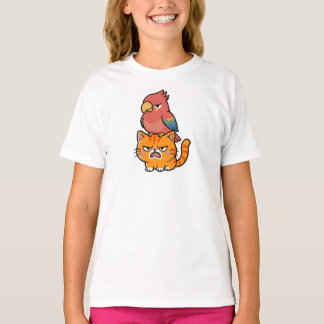 Parrot and Orange Cat Tシャツ