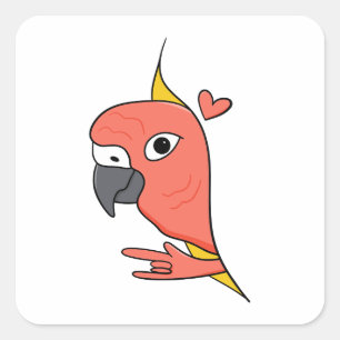 Parrot ASL I Love You – ろう文化デザイン スクエアシール