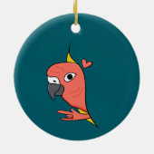 Parrot ASL I Love You – ろう文化デザイン セラミックオーナメント (裏面)