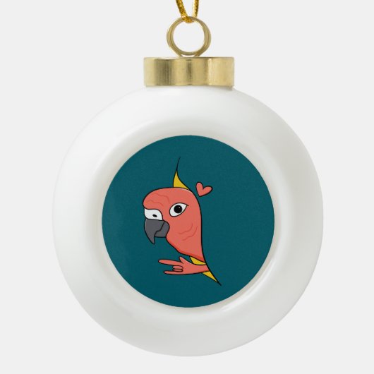 Parrot ASL I Love You – ろう文化デザイン セラミックボールオーナメント (正面)