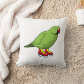 Parrot at Ice skating with Ice skates クッション (ブランケット)