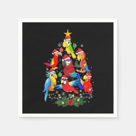 Parrot Bird Christmas Tree Ornament Funny Gifts Xm スタンダードカクテルナプキン (正面)