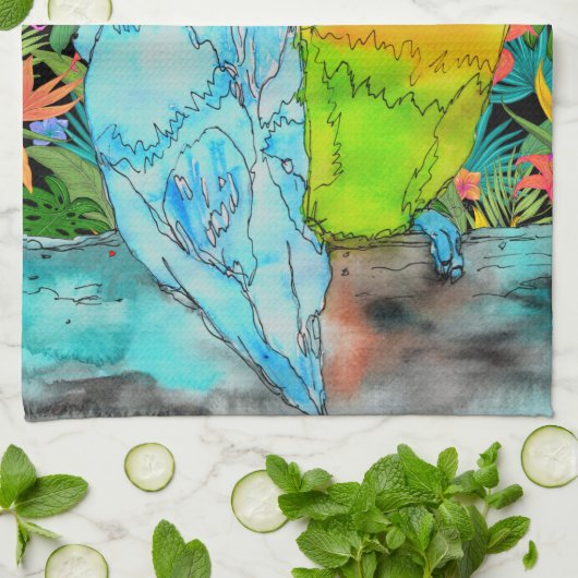 Parrot Bird Lover Kitchen Towel キッチンタオル (折り畳み)