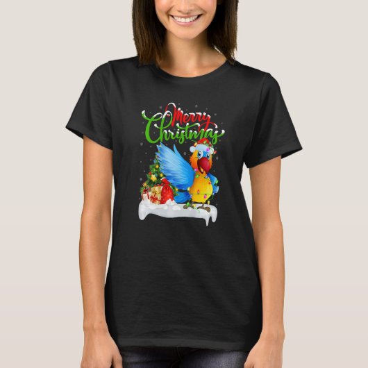 Parrot Bird  Xmas Decorations Santa Parrot Christm Tシャツ (正面)
