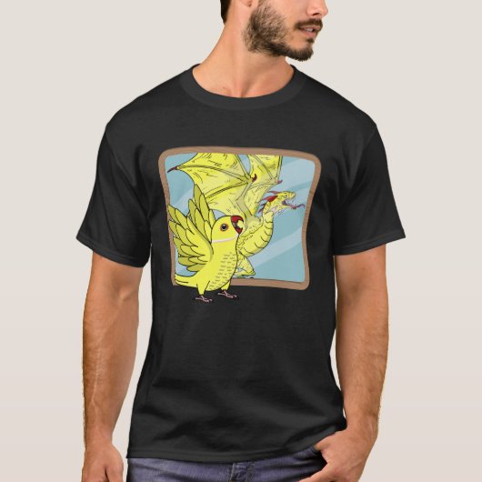 Parrot & Dragon Reflection Iイエローインディアンリンネック Tシャツ (正面)