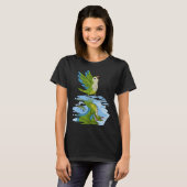 Parrot & Dragon Reflection IグリーンモンクパラケートQ Tシャツ (正面フル)
