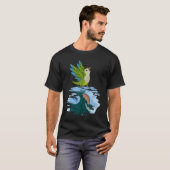 Parrot & Dragon Reflection IグリーンモンクパラケートQ Tシャツ (正面フル)