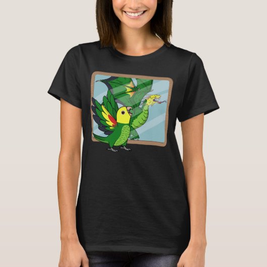 Parrot & Dragon Reflection Iダブルイエロー Tシャツ (正面)