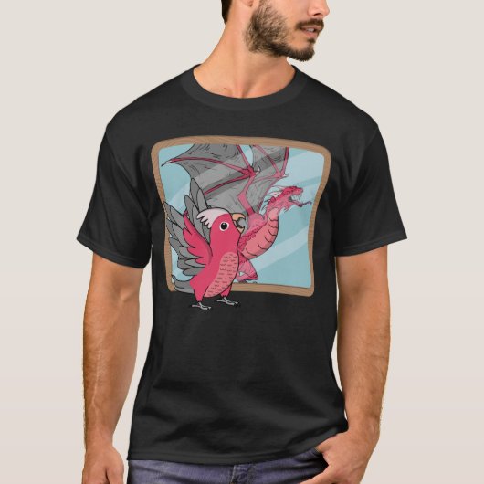 Parrot & Dragon Reflection IバラブレストガラC Tシャツ (正面)