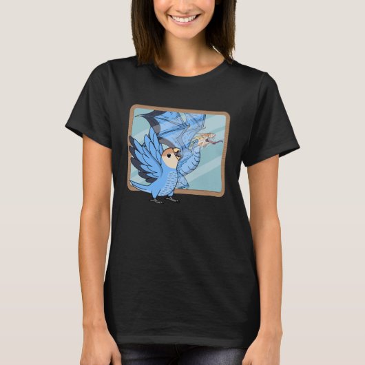 Parrot & Dragon Reflection Iピーチフェイスブルーラブ Tシャツ (正面)