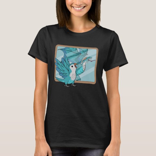 Parrot & Dragon Reflection Iブルーモンクパラケートク Tシャツ (正面)