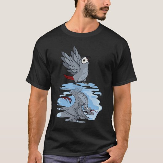 Parrot & Dragon Reflection I African Gray Tシャツ (正面)