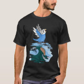Parrot & Dragon Reflection I Blue Budgie Budgeriga Tシャツ (正面)