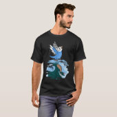 Parrot & Dragon Reflection I Blue Budgie Budgeriga Tシャツ (正面フル)