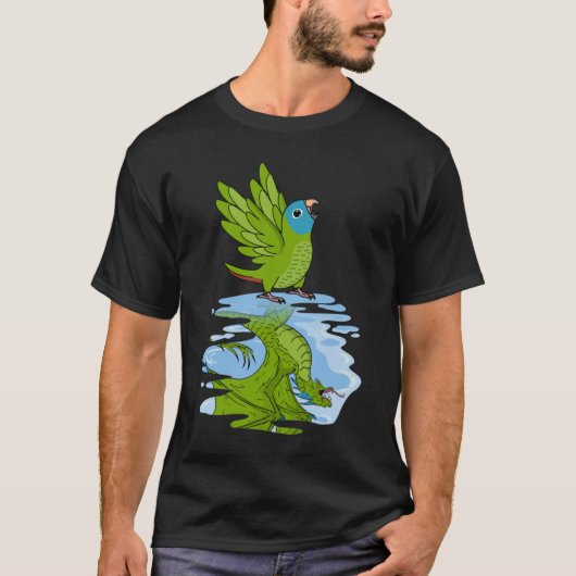 Parrot & Dragon Reflection I Blue crown Conure Tシャツ (正面)