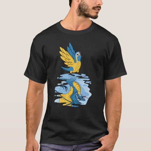 Parrot & Dragon Reflection I Blue throated Macaw Tシャツ (正面)