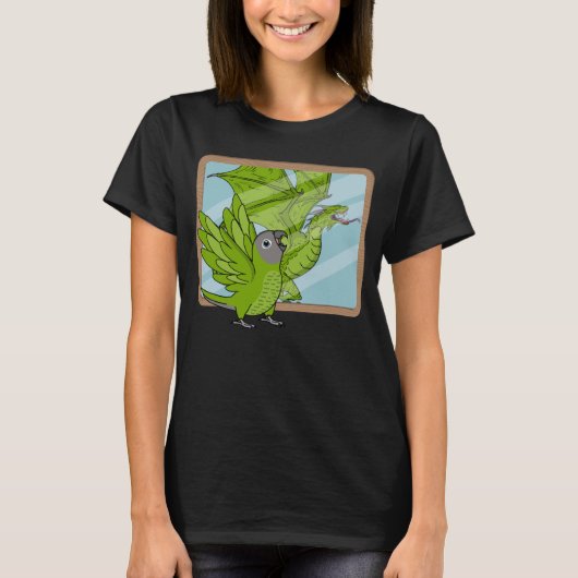 Parrot & Dragon Reflection I Dusky heading Conure Tシャツ (正面)