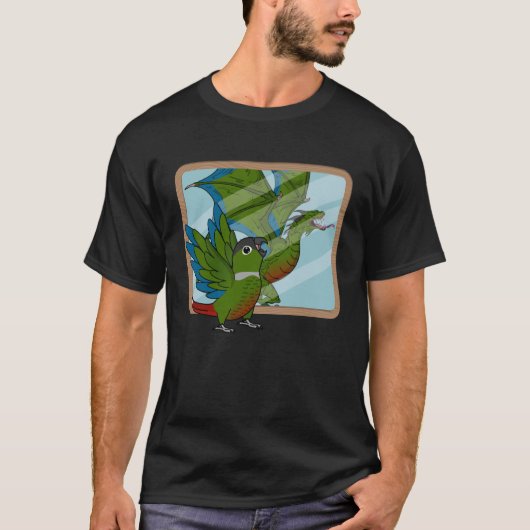 Parrot & Dragon Reflection I Green Cheek Conure 1 Tシャツ (正面)
