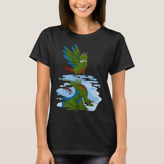 Parrot & Dragon Reflection I Green Cheek Conure Tシャツ (正面)