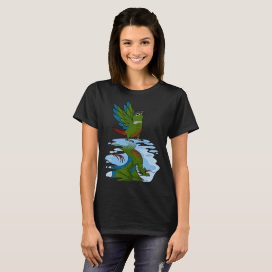 Parrot & Dragon Reflection I Green Cheek Conure Tシャツ (正面フル)