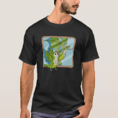 Parrot & Dragon Reflection I Green Monk Parakeet Q Tシャツ (正面)