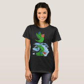 Parrot & Dragon Reflection I Rosy faced Green Love Tシャツ (正面フル)