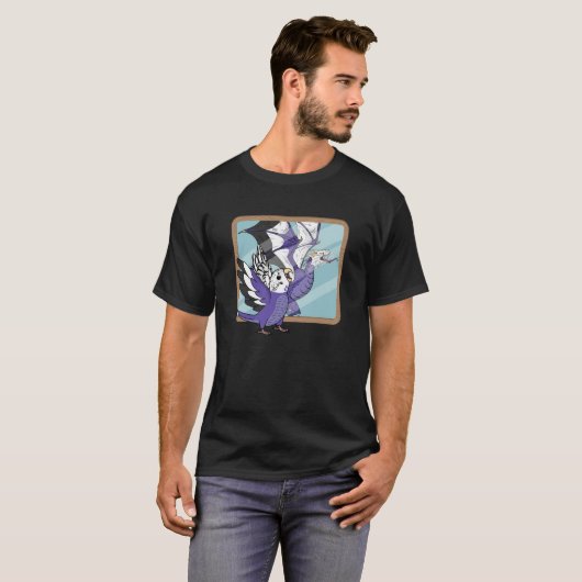 Parrot & Dragon Reflection I Violet Budgie Budgeri Tシャツ (正面フル)