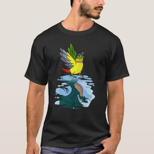 Parrot & Dragon Reflection I Yellow sided Green Ch Tシャツ (正面)