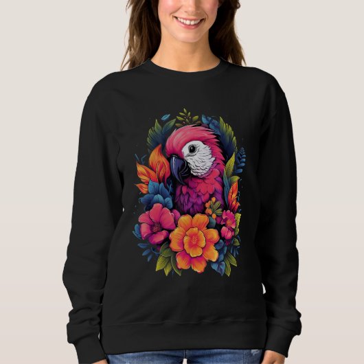 Parrot encircled by Flowers Owner garden Art スウェットシャツ (正面)