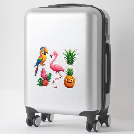 Parrot Flamingo Pineapple Cute Summer Decor シール (スーツケース)