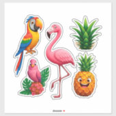 Parrot Flamingo Pineapple Cute Summer Decor シール (シート)