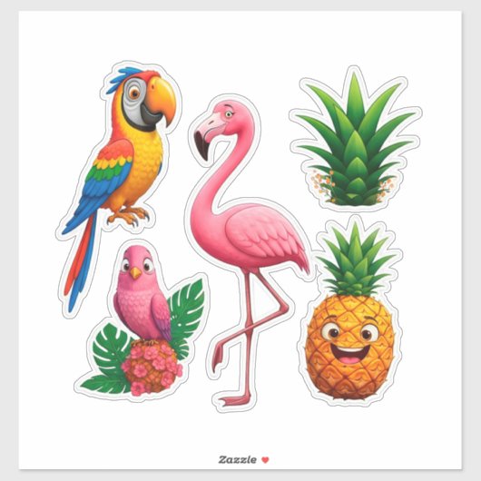 Parrot Flamingo Pineapple Cute Summer Decor シール (シート)