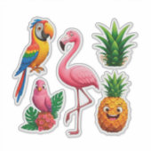 Parrot Flamingo Pineapple Cute Summer Decor シール (正面)